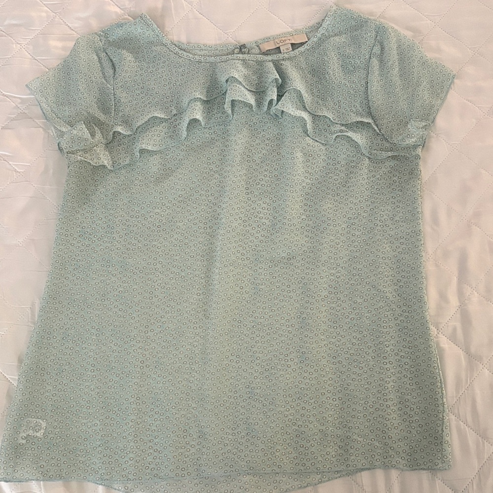 LOFT Soft Blue Ruffle Blouse